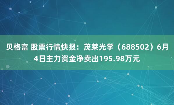 贝格富 股票行情快报：茂莱光学（688502）6月4日主力资金净卖出195.98万元